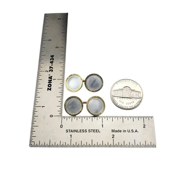 14 Karat Yellow Gold and Mother of Pearl Cufflinks #21957